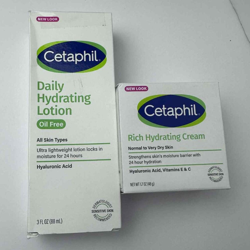2-Piece Cetaphil Hydration‎ Set | Oil-Free Daily Lotion + Rich Cream | Sensitive